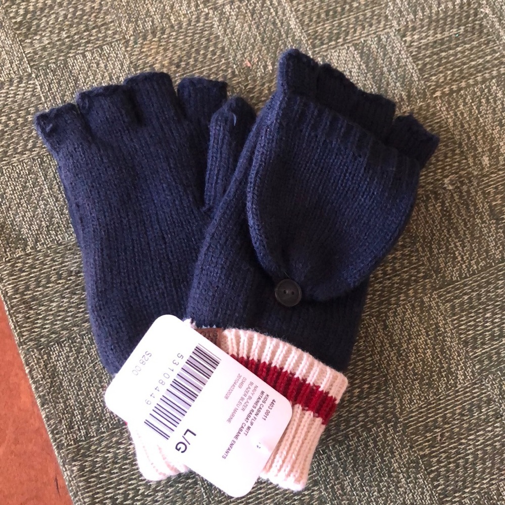 Roots Cabin Flip Gloves Navy Blue Kids Size L NWT!